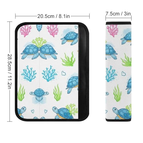 2 Pack Sea Turtle Cute White Car Seat Straps Shoulder Pads Universal Soft and Comfortable Seat Belt Cushion for Adults and Children, Stroller Pushchair High Chair - color: Pattern 758