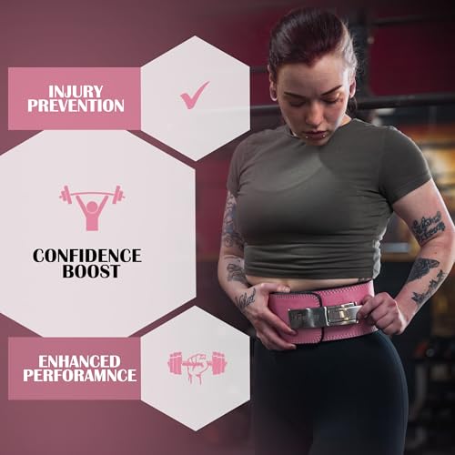 Beast Power Gear Weight Lifting Belt Lever Buckle 10MM 13MM Thick & 4 Inches Free Strap Weightlifting, Powerlifting, Deadlifts, Squats Men Women - color: Solid Pink, size: X-Small