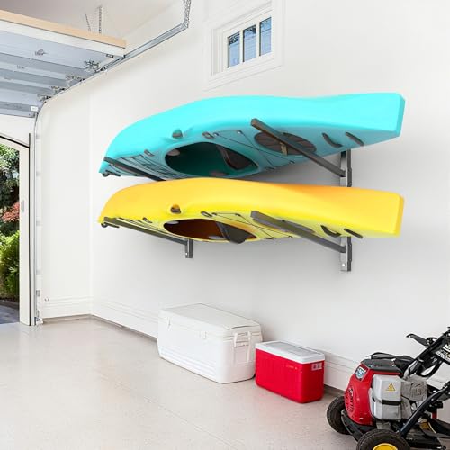 WALMANN Heavy Duty Wall Mounted Kayak Storage Rack for Garage, Adjustable Kayak Hangers for Wall, Holds Up to 220 lbs - style: 4-tier