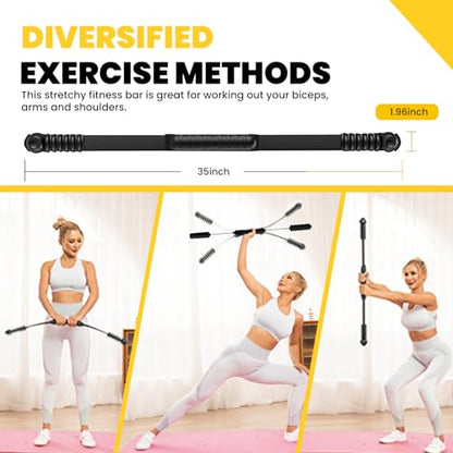 Ann Katy Upgraded Elastic Fitness Bar,Physical Therapy Equipment Training | Exercise Bar for Home Gym, Pilates, Yoga & Posture correct. Lightweight&Durable Bar for Physical Therapy, Arm Toning
