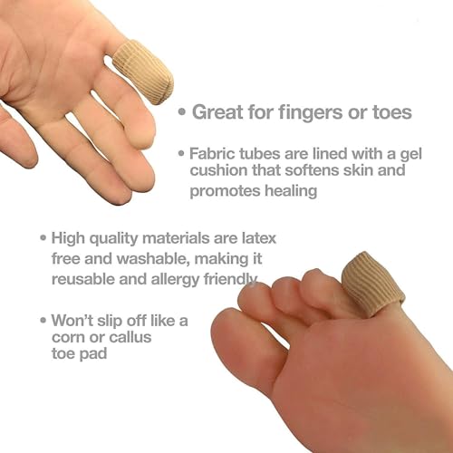 Sohler 6 Packs Closed Toe Caps Finger Covers Sleeve Protectors, Elastic Fabric Lined with Soft Gel (Medium 9/16" x 2-1/2") - size: Medium 9/16"x 2-1/2"