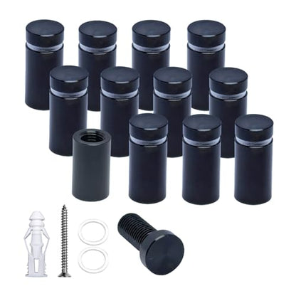 Pack of 12 Aluminum Standoff Screws Wall Sign Standoff Mounting Hardware Standoff Mounts for Acrylic Picture Frame (12, Black, 1/2" x 3/4") - color: Black, size: 1/2" x 3/4"