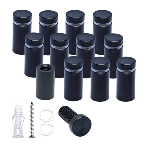 Pack of 12 Aluminum Standoff Screws Wall Sign Standoff Mounting Hardware Standoff Mounts for Acrylic Picture Frame (12, Black, 1/2" x 3/4") - color: Black, size: 1/2" x 3/4"
