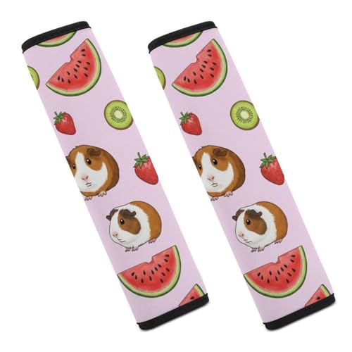 2PCS Fruit Cute Cartoon Animal Watermelon Kiwi Strawberry Guinea Pig Seat Belt Shoulder Pad Soft Padded Harness Pads Strap for Adults and Children, All Vehicles, Anti-Slip Pad - color: Pattern 1153