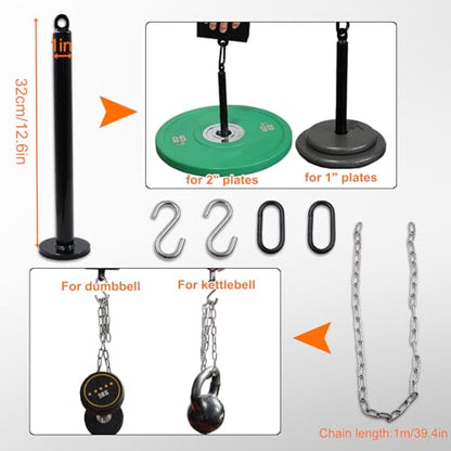 J Bryant Iron Pinch Grip Set with Loading Pin and Chain, Pinch Block Grip for Rock Climbing Forearm Finger Strength Training, Home Gym Hand Pinching Power Strengthener Equipment