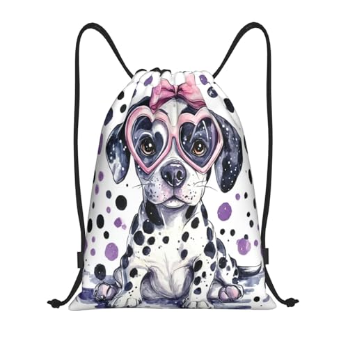 Drawstring Sports Backpacks - Lightweight Swim Gym Bags for Women Men String Sackpack for Beach Travel Yoga(Small, Cute Dalmatian Dog) - color: Cute Dalmatian Dog, size: Small