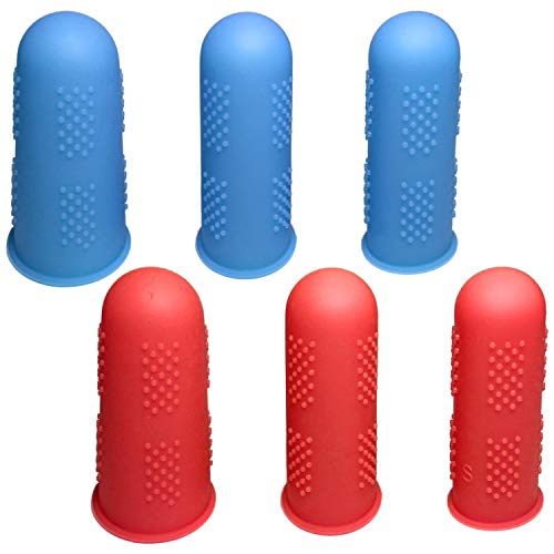 BEADNOVA Finger Cot Silicon Finger Gloves Protector for Electronic Repair Painting Jewelry Cleaning Crafting Industrial Apply (Pack of 6-3 Size, Blue & Red Color) - color: Red and Blue, 6pcs