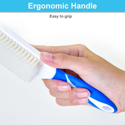 3 Pack Laundry Scrub Brush Shoe Laundry Stain Brush with Long Handle Very Soft Bristle Cleaning Brush for Clothes Shoes Sneaker Protable Laundry Brush for Stains on Clothes - color: Blue Green Pink