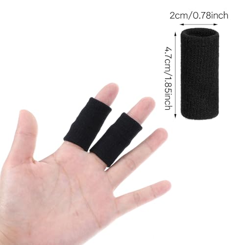 Dimeho 10 Pcs Finger Sleeves Protectors, Sport Finger Splints Elastic Thumb Splint Brace for Finger Support Finger Sleeves Compression Aid for Relieving Pain Arthritis Finger (Black)