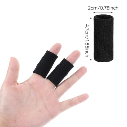 Dimeho 10 Pcs Finger Sleeves Protectors, Sport Finger Splints Elastic Thumb Splint Brace for Finger Support Finger Sleeves Compression Aid for Relieving Pain Arthritis Finger (Black)