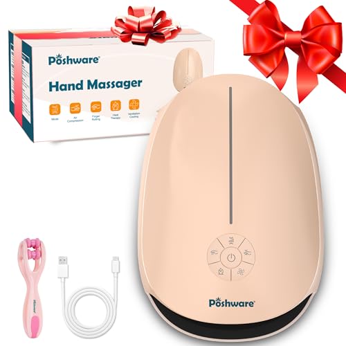 Hand Massager with Heat and Compression | 3 Levels Therapy Hand Massage with Kneading Rollers | Rechargeable Finger Massager for Arthritis and Pain Relief | Best Gift for Women, Men | Pink