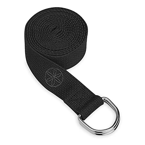Gaiam Yoga Strap Premium Athletic Stretch Band with Adjustable Metal D-Ring Buckle Loop | Exercise & Fitness Stretching for Yoga, Pilates, Physical Therapy, Dance, Gym Workouts - color: Black, size: 8ft