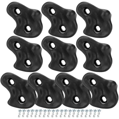 Climbing Hand Foot Holds Grip Kits 10pcs Climbing Holds Stones Plastic Large Climbing Rocks Outdoor Playground Set for Kids - color: Black