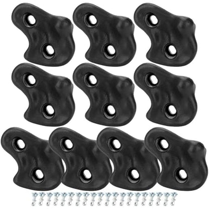 Climbing Hand Foot Holds Grip Kits 10pcs Climbing Holds Stones Plastic Large Climbing Rocks Outdoor Playground Set for Kids - color: Black