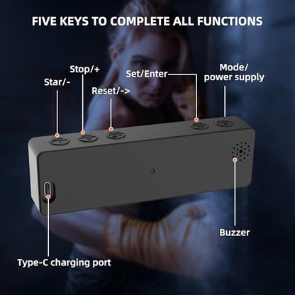 Mini Portable Gym Timer Clock, Large LED Digital Display Screen, Powerful Magnet, Powerful Battery, Count up/Down, Stopwatch, Exercise Interval Timer, Eight Fitness Modes, Suitable for Home and Gym - color: Black