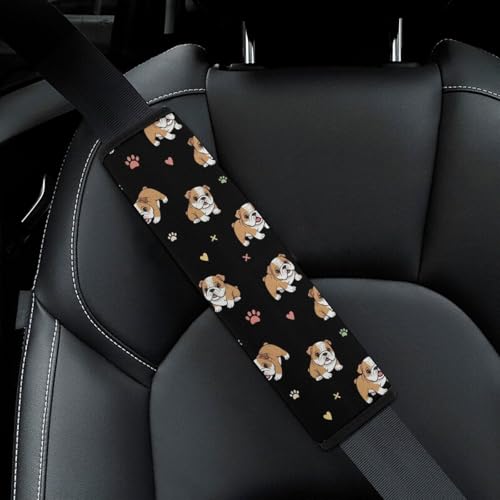 2 Pack English Bulldog Funny Seat Belt Cover Universal Fit Seat Belt Cushion for Kids, Stroller Pushchair High Chair, Neck and Shoulder Support - color: Pattern 1151