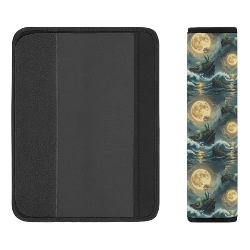 2 Pack Universal Fit Car Seat Belt Pad for Adult Use, All Vehicles, Mermaid Rock Full Moon Seat Belt Covers Cushion, Anti-Slip Pad - color: Pattern 152