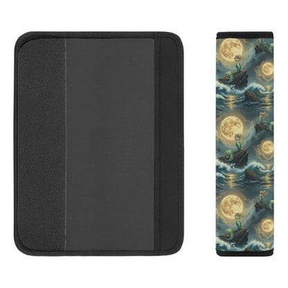 2 Pack Universal Fit Car Seat Belt Pad for Adult Use, All Vehicles, Mermaid Rock Full Moon Seat Belt Covers Cushion, Anti-Slip Pad - color: Pattern 152