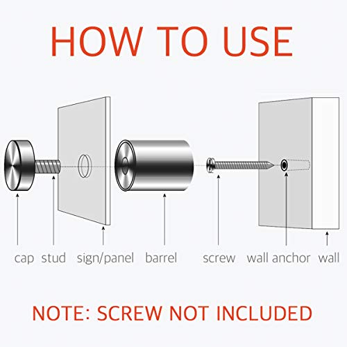 Standoff Screws 3/4" x 1-5/8" - Lantee 20 Pcs Stainless Steel 19 x 40mm Standoff Mounting Hardware Bolts for Glass Signs - color: Silver, size: 3/4" x 1-5/8" / 19 x 40mm
