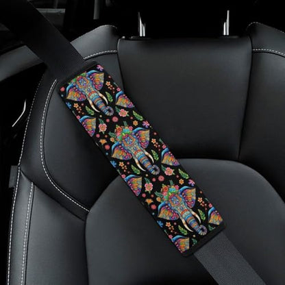 2 Piece Soft Padded Car Seat Belt Pad for Elderly Support, Stroller Pushchair High Chair, Elephant Wild Life Flowers Shoulder Harness Cover, Shock Absorption - color: Pattern 227