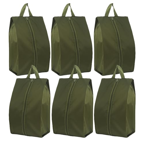 6pcs Portable Shoe Organizer, Travel Pouches with Zipper, Golf Shoe Bags, Clothes Bags, Soccer Cleats Bag, Shoe Pouch for Gym, Waterproof, Odor-Resistant (Dark Green) | Golf Shoe Bags, Clothes Bags, Soccer Cleats Bag, Shoe Pouch for Gym, Waterproof, Odor-