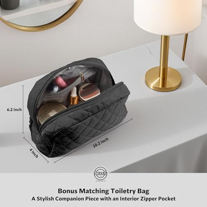 STOVER Women’s Convertible Garment Duffel Bag for Travel – 2-in-1 Carry-On Weekender/Overnight Tote - Wrinkle-Free Dresses, Suits & Clothes + Shoe Compartment & Bonus Toiletry Bag (Onyx Black) - color: Onyx Black