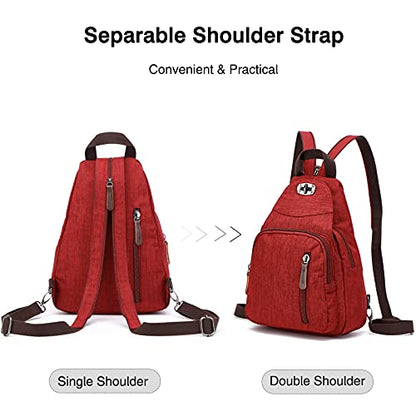 FANDARE Retro Sling Chest Backpack Multipurpose Crossbody Shoulder Bag - color: Red