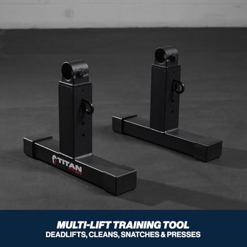 Titan Fitness Adjustable Deadlift Pulling Blocks, Olympic Barbell Jack, 1,300 LB Capacity, 4 Height Settings for Home Gym Weightlifting