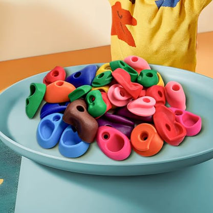 52 PCS Rock Climbing Wall for Kids,Rock Wall Climbing Holds,Adults Climbing Wall Grip Kits Holds Up to 230 lbs for Outdoor Indoor Home Playground Climbing Wall Holds