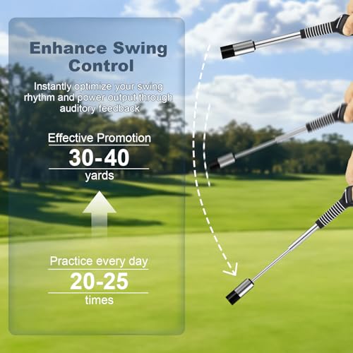 MIKOSI 5-in-1 Retractable Golf Swing Training Aids, Portable Golf Swing Trainer with Golf Grip Trainer for Beginners & Tempo Training for Advanced, Right-Handed, Arm Connection with Golf Club Weights