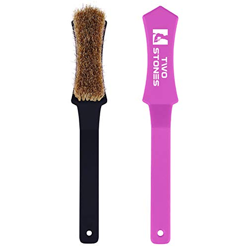 TWO STONES Bouldering Brush with Thick Ultra Durable Boar's Hair Bristles,Perfect Rock Climbing Brushes for Rock Climbing Holds on Climbing Wall as Climbing Chalk Brush Indoor or Outdoor - color: Black&puple