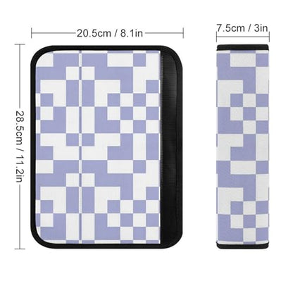 Universal Soft and Comfortable Car Seat Straps Shoulder Pads for Girls and Boys, Most Cars, 1 Pair Checkered Plaid Lavender Purple Harness Pads Strap Comfortable Driving - color: Pattern 45