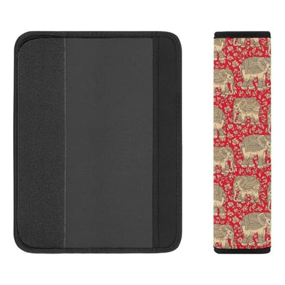 Universal Fit Car Seat Belt Pad for Elderly Support, All Vehicles, 2 Piece Red Gold Boho Elephant Automotive Seat Belt Protector Pressure Relief - color: Pattern 33