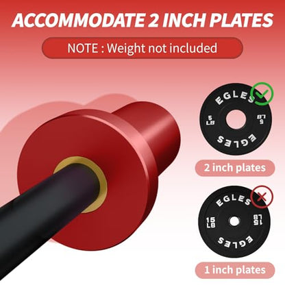 Egles Kids Barbell 5.5LB Mini Barbell Bar 4ft for Kid Women & Beginners Weighted Bar - Compatible with 2-Inch Weight Plates, for Strength Training Gym Weight Lifting, Multi-Color Training Bar - color: Red Sleeve Black Bar