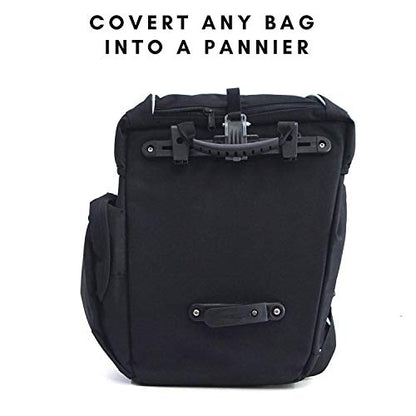 Vincita DIY Bike Pannier Hardware Kit Adjustable Mounting Rail & Hooks | Heavy-Duty Nylon 6 System to Convert Any Backpack or Tote for 16mm Rear Racks - size: Rack Diameter Up to 16mm