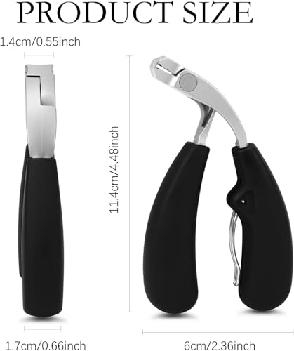 Professional Wide Jaw Nail Clippers for Thick Nails – Heavy Duty Stainless Steel Fingernail & Toenail Cutter with Long Handle, Anti-Splash Design, Ergonomic Grip for Seniors, Men & Women