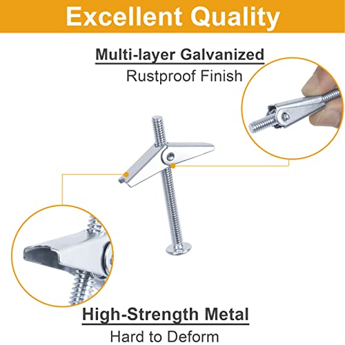 KURUI Heavy Duty Hollow Drywall Anchors for Sheetrock Ceiling, Toggle Bolts and Wing Nut Kit, 28Pcs Metal Dry Wall Anchors and Screws Assortment Set, Butterfly Anchor for Hanging 1/8, 3/16, 1/4 - style: 28 Pack