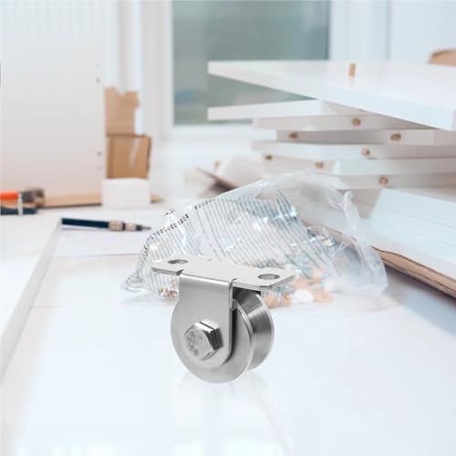 U Groove Stainless Steel Wall Pulley 2Pcs Heavy Duty Stainless Steel Rope Pulley with Internal Bearings for Wall Mounted Sliding Door Pulley System