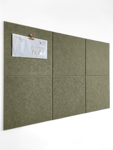 Cork Board 24 x36 Alternative - 6 Pack Felt Wall Tiles with Safe Removable Adhesive Tabs, Cork Boards for Walls Cork Board for Home Office Pin Board Tack Board - Olive - color: Olive, size: 6 Panels
