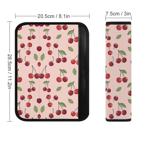 Soft Padded Seat Belt Cover for Girls and Boys, Stroller Pushchair High Chair, 2 Piece Pink Cherry Fruit Theme Cherries Shoulder Protector Anti-Slip Pad - color: Pattern 130