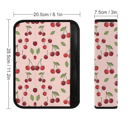 Soft Padded Seat Belt Cover for Girls and Boys, Stroller Pushchair High Chair, 2 Piece Pink Cherry Fruit Theme Cherries Shoulder Protector Anti-Slip Pad - color: Pattern 130