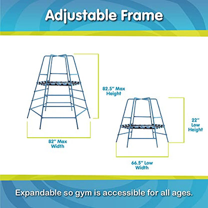 Explorer 2 Jungle Gym Climbing Set with Adjustable Steel Frame, Weather-Resistant Canopy & Platform, Outdoor Playset and Playground Equipment for Kids Ages 3-12, 220 lbs Capacity