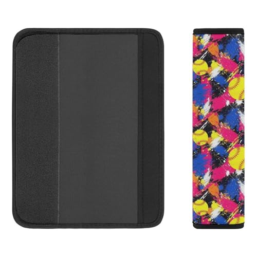 2 Pack Breathable Car Seat Belt Pad for Child, Stroller Pushchair High Chair, Splatter Paint Softball Colorful Neck Strap Covers, Neck and Shoulder Support - color: Pattern 552