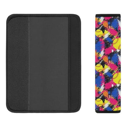 2 Pack Breathable Car Seat Belt Pad for Child, Stroller Pushchair High Chair, Splatter Paint Softball Colorful Neck Strap Covers, Neck and Shoulder Support - color: Pattern 552