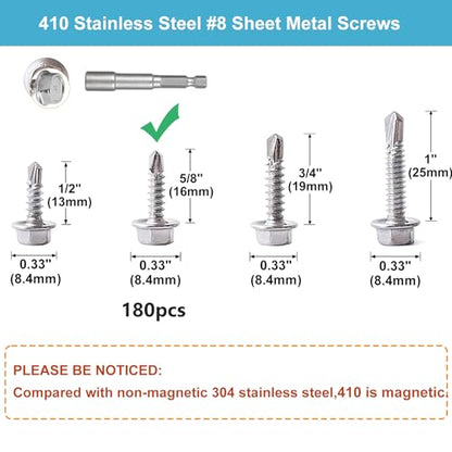 Sheet Metal Screws，Hex #8x5/8‘’（180） | Metal Fastener - color: Hex #8x5/8‘’（180）