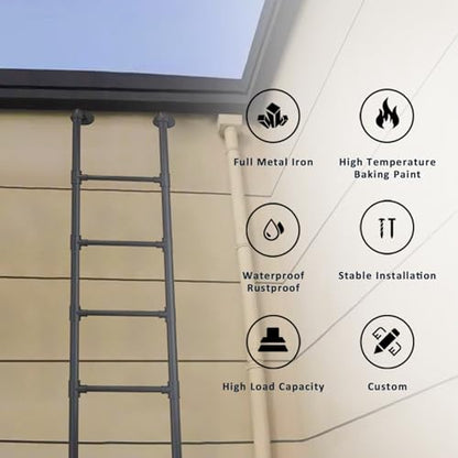 100-300cm Wall Mounted Metal Step Ladder for Attic Bunk Bed Height Entrance Egress Ladder, Basement Window Well Egress Ladder with Kit, Load 150 Kg/330 Lbs(155cm/61in) - size: 155cm/61in