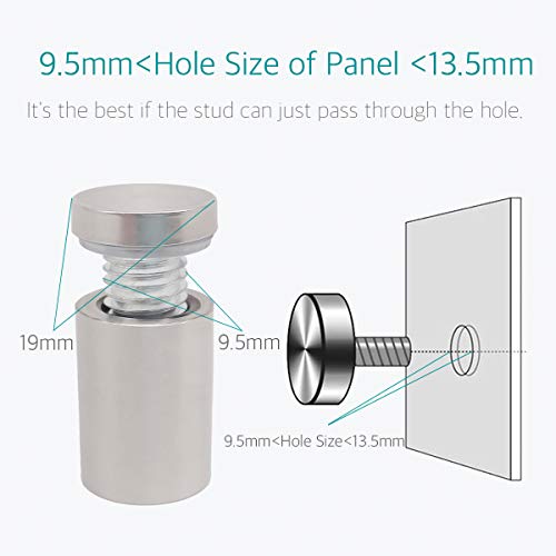 Lantee 20 Pcs Silver Tone Stainless Steel 19 x 30mm Standoff Hardware Mounts Screws for Glass - color: Silver, size: 3/4" x 1-1/8" / 19 x 30mm