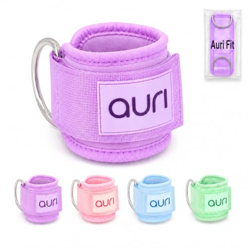 Ankle Strap for Cable Machine - Padded Neoprene Cuff with Stainless Steel D-Ring for Comfort & Support During Glute Kickbacks, Leg Extensions, Hip Abductors & Lower Body Workouts - color: Luna Purple - Pair