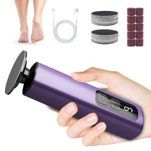 Electric Foot Callus Remover, 9-Speed for Dead Skin & Hard Calluses, Aluminum Alloy, Type-C Rechargeable, Replacement Discs, Spa-Like At-Home Pedicure, Relaxing Self-Care (Deep Lavender) - color: Deep Lavender（basic Edition）