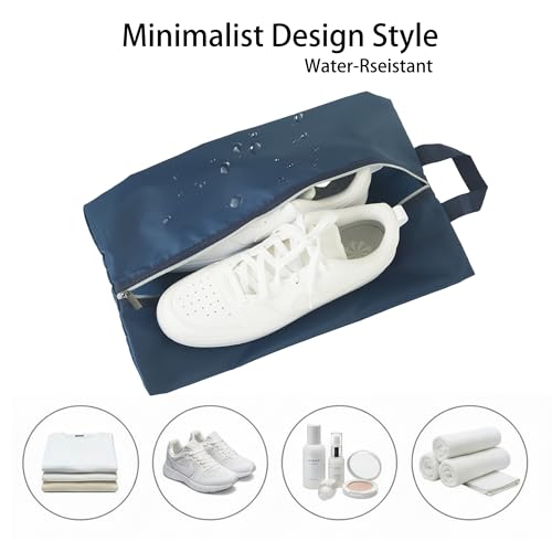 6pcs Portable Shoe Organizer, Travel Pouches with Zipper, Golf Shoe Bags, Clothes Bags, Soccer Cleats Bag Shoe Pouch for Gym, Waterproof, Odor-Resistant (Navy Blue) | Golf Shoe Bags, Clothes Bags, Soccer Cleats Bag Shoe Pouch for Gym, Waterproof, Odor-Res